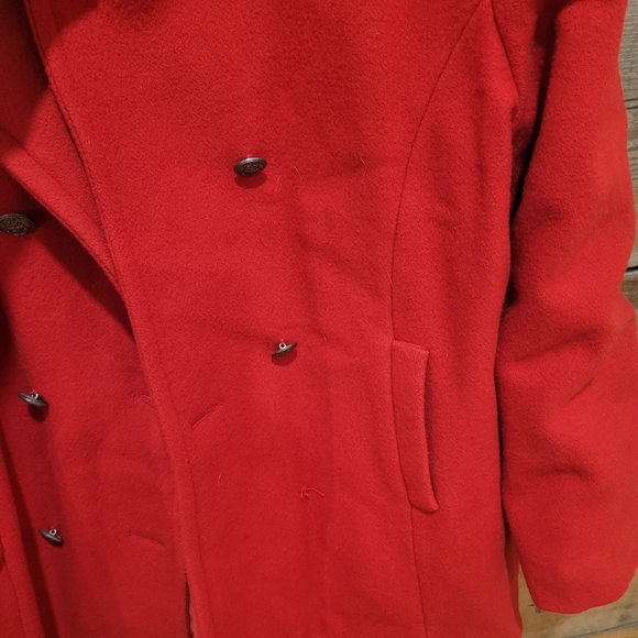 Wool blend red button coat - Picture 4 of 8